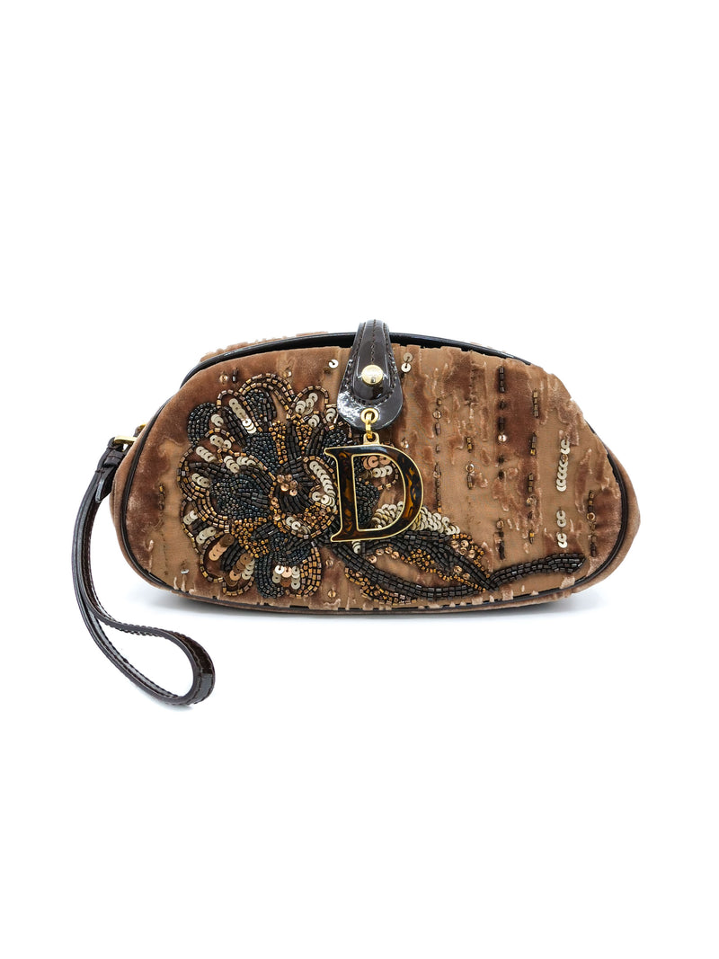 Christian Dior Beaded Velvet Patent Trimmed Clutch Accessory arcadeshops.com