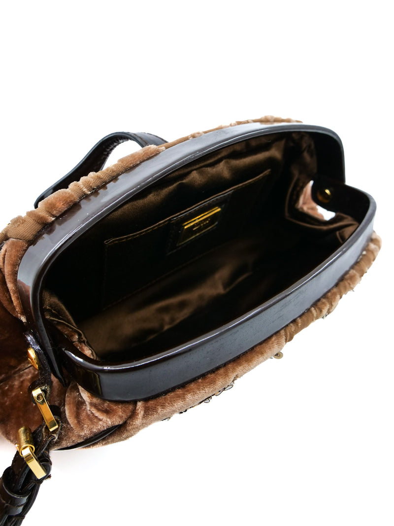 Christian Dior Beaded Velvet Patent Trimmed Clutch Accessory arcadeshops.com