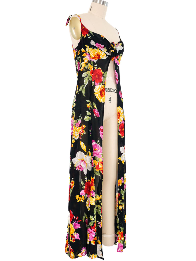 Thierry Mugler Open Front Floral Dress Dress arcadeshops.com