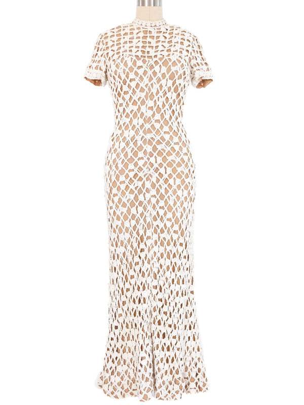 1960s Crochet Illusion Maxi Dress Dress arcadeshops.com