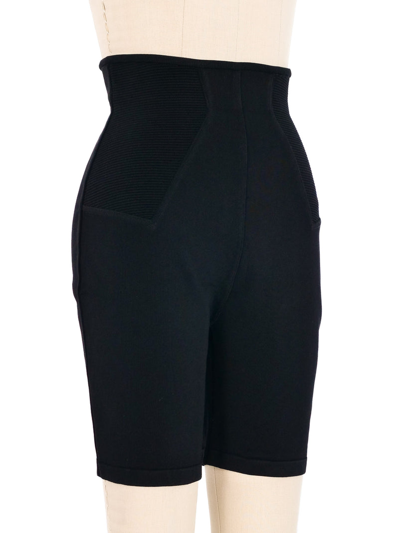 Alaia Black Knit Bike Shorts Bottom arcadeshops.com