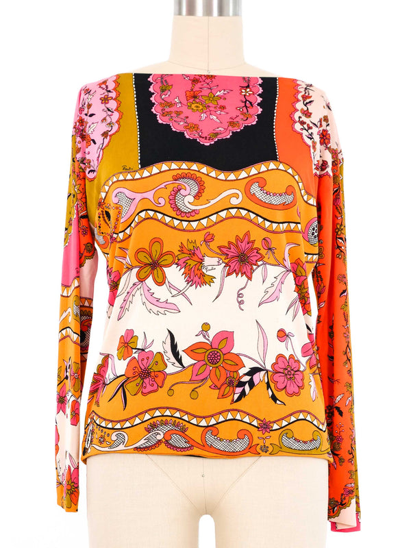 1960s Emilio Pucci Printed Jersey Long Sleeve Top arcadeshops.com