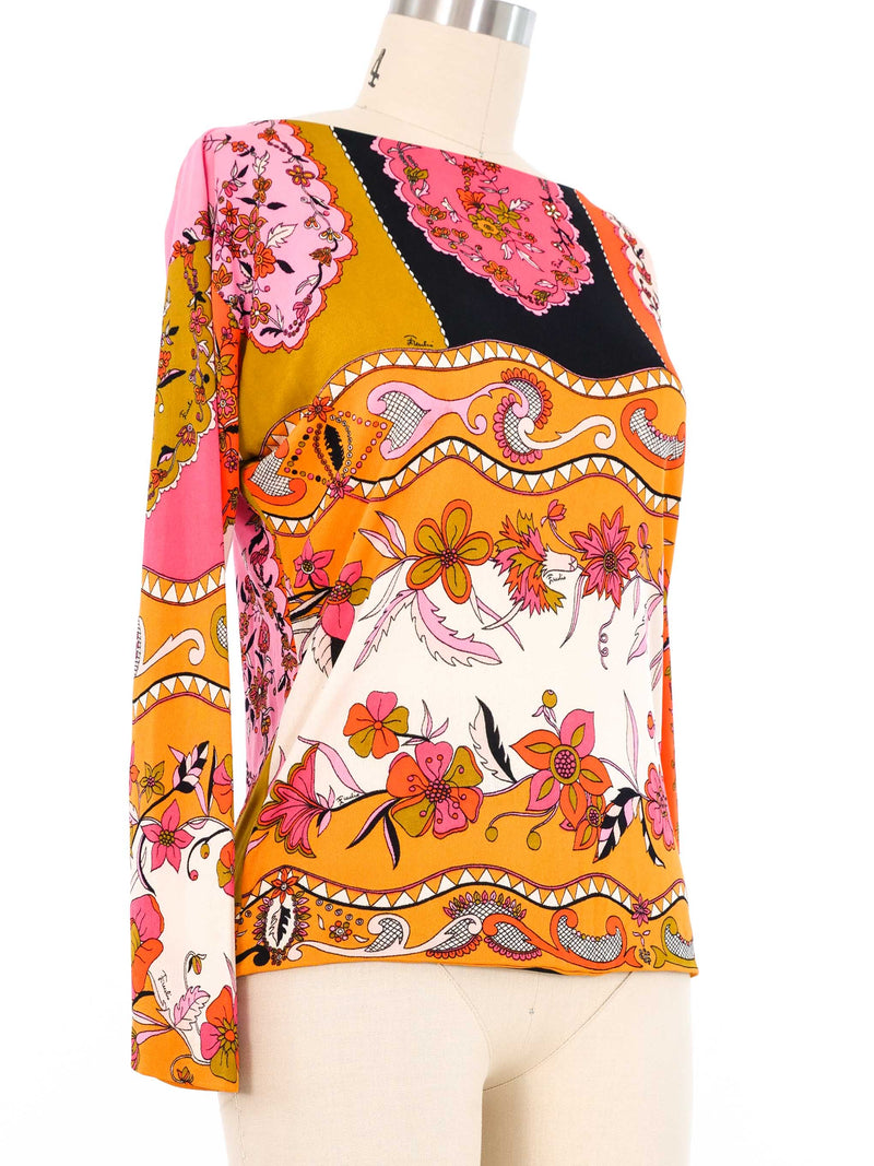 1960s Emilio Pucci Printed Jersey Long Sleeve Top arcadeshops.com