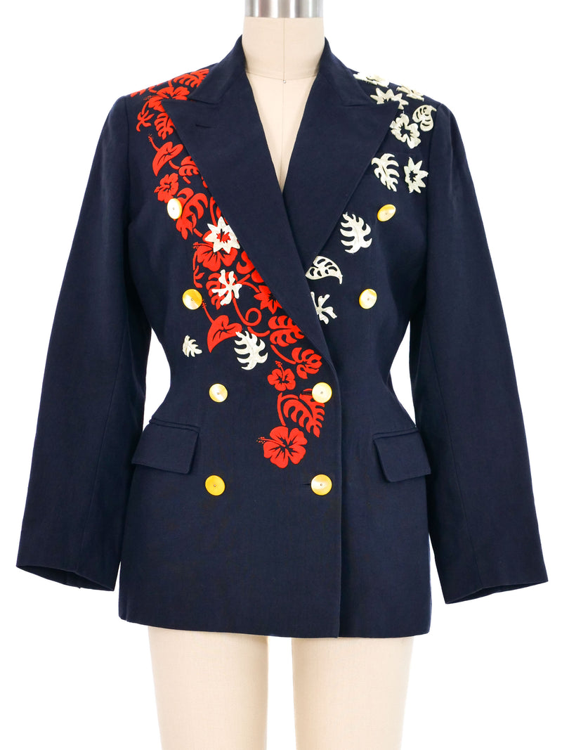 Jean Paul Gaultier Hibiscus Flower Embellished Blazer Jacket arcadeshops.com