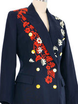 Jean Paul Gaultier Hibiscus Flower Embellished Blazer Jacket arcadeshops.com
