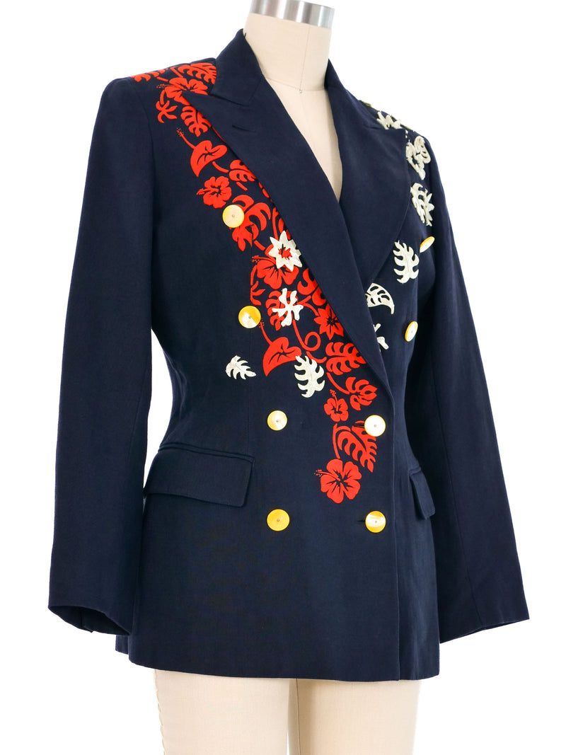 Jean Paul Gaultier Hibiscus Flower Embellished Blazer Jacket arcadeshops.com