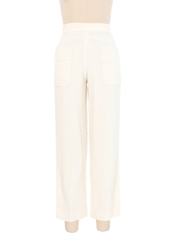 Chanel Ivory Fringe Trim Trousers Bottom arcadeshops.com