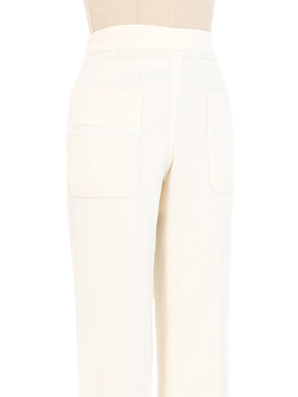 Chanel Ivory Fringe Trim Trousers Bottom arcadeshops.com
