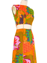 1970s Hawaiian Printed Cut Out Maxi Dress Dress arcadeshops.com
