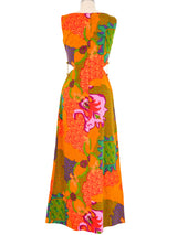 1970s Hawaiian Printed Cut Out Maxi Dress Dress arcadeshops.com