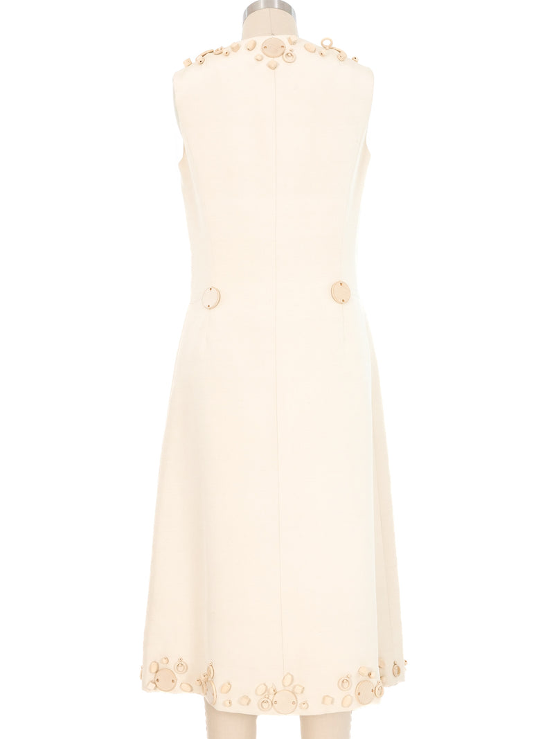 1960s Gits Paris Cream Wood Button Embellished Dress Dress arcadeshops.com