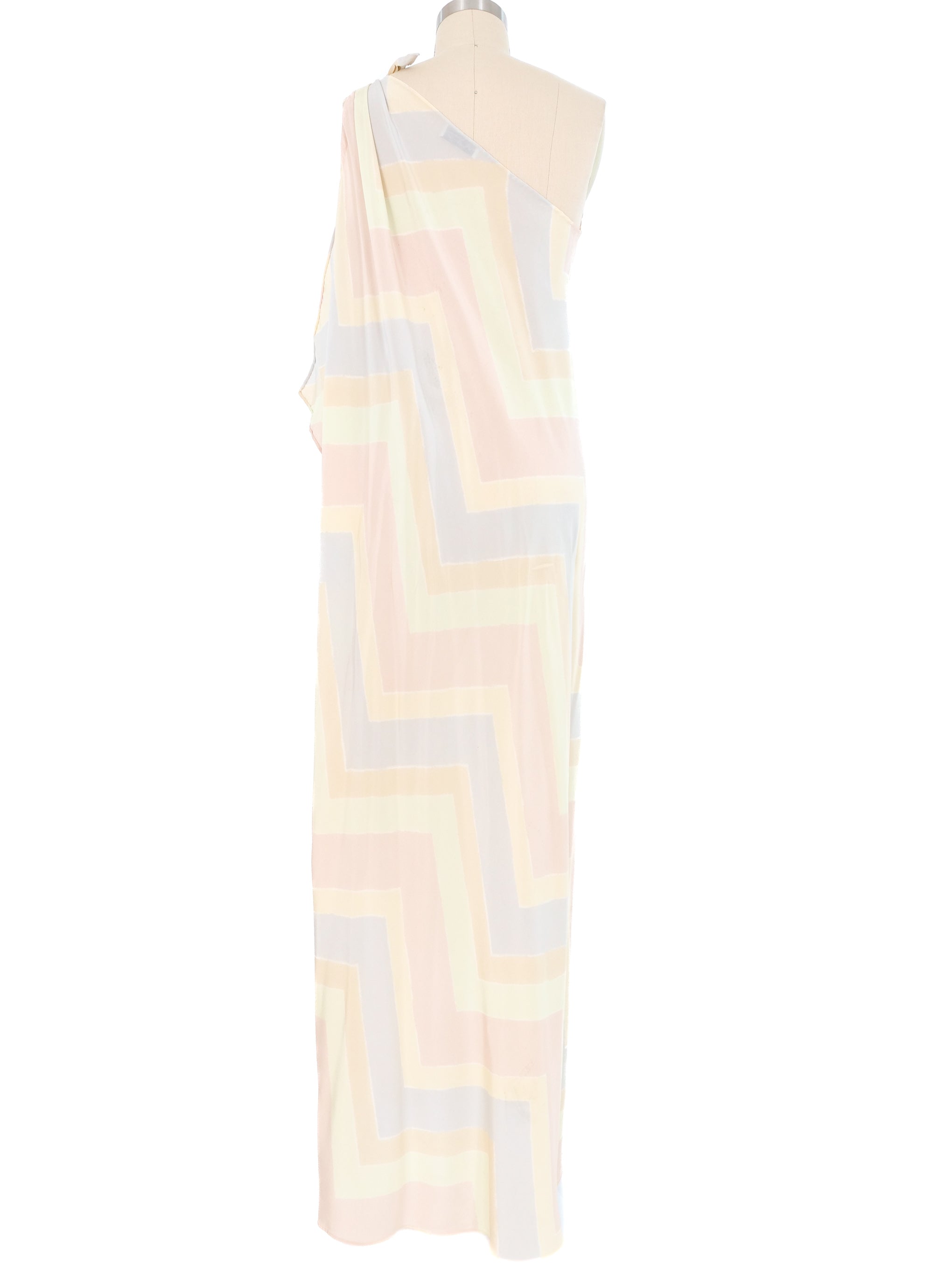 Halston Chevron Print One Shoulder Gown Halston Chevron Print One Shoulder Gown