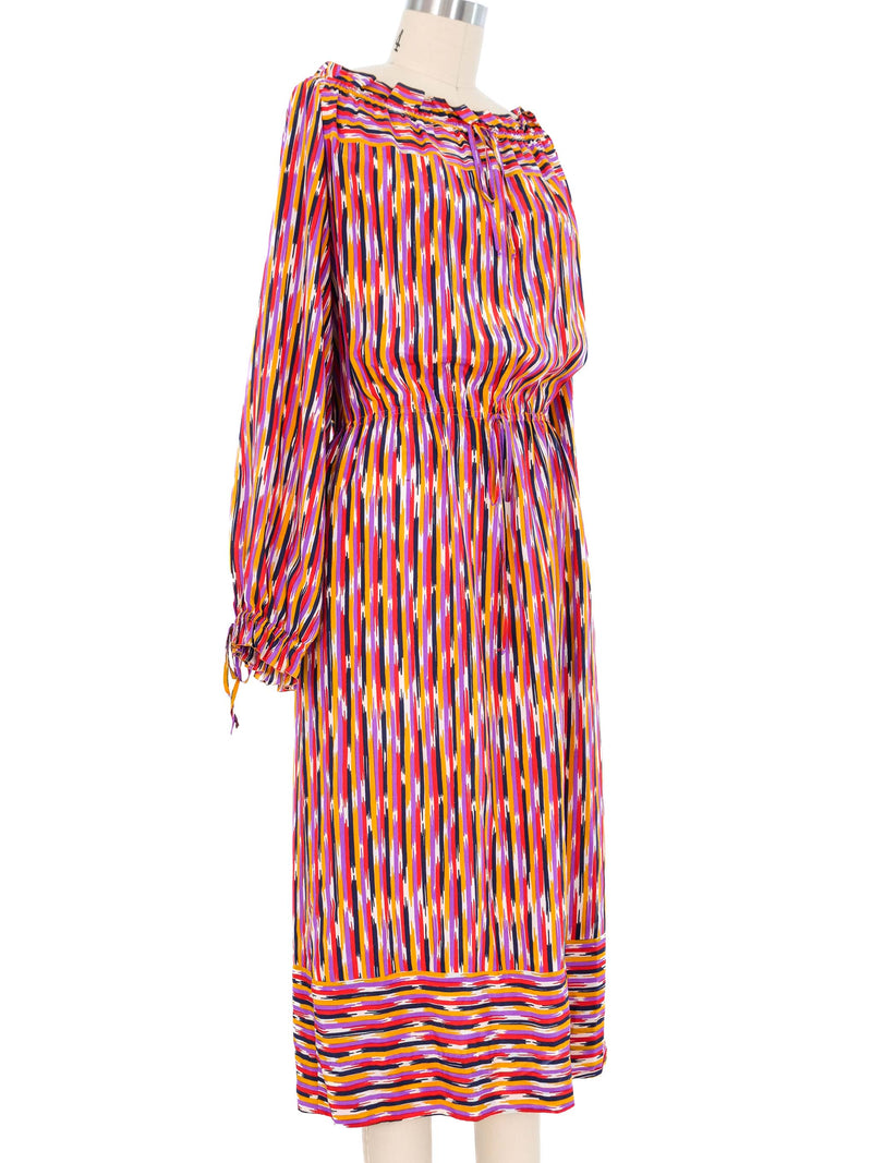 Christian Dior Ikat Printed Silk Peasant Dress Dress arcadeshops.com