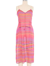 1970s Halston Magenta Rainbow Printed Chiffon Dress Ensemble Dress arcadeshops.com