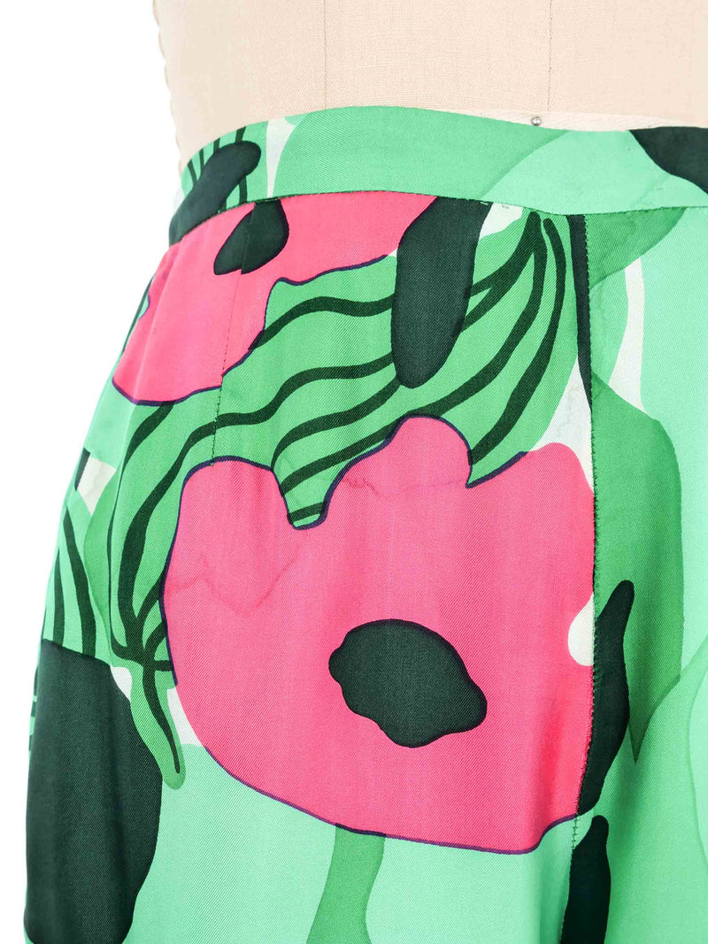 1960s Palm Printed Satin Pant Ensemble Suit arcadeshops.com