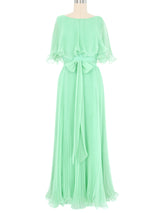 Seafoam Accordion Pleated Ruffle Gown Dress arcadeshops.com