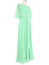 Seafoam Accordion Pleated Ruffle Gown Dress arcadeshops.com