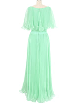 Seafoam Accordion Pleated Ruffle Gown Dress arcadeshops.com