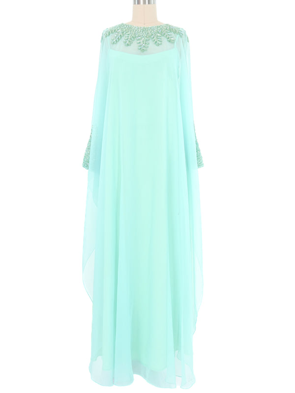 Ice Blue Sheer Caftan And Slip Dress arcadeshops.com