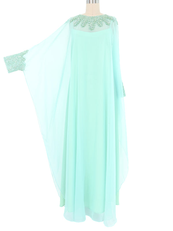 Ice Blue Sheer Caftan And Slip Dress arcadeshops.com