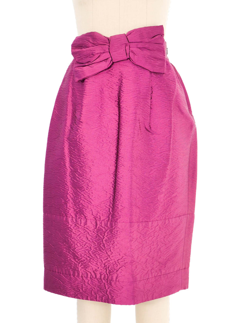 Prada Metallic Magenta Bow Skirt Bottom arcadeshops.com