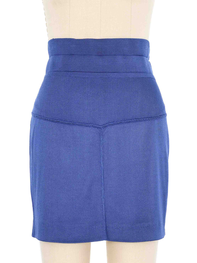 Alaia Blue Knit Lace Up Mini Skirt Ensemble Suit arcadeshops.com