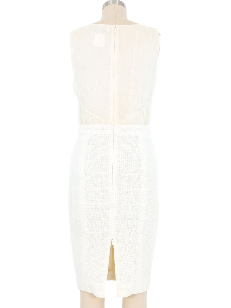 Chanel Ivory Crinkle Chiffon and Boucle Mini Dress Dress arcadeshops.com
