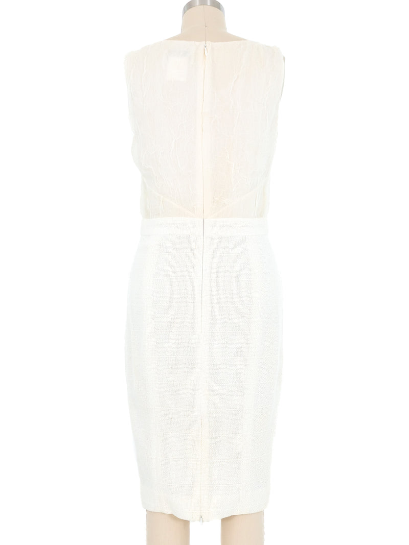 Chanel Ivory Crinkle Chiffon and Boucle Mini Dress Dress arcadeshops.com