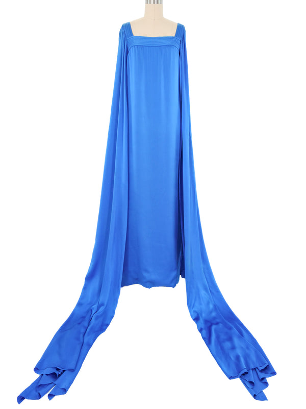 1978 Christian Dior Couture Cobalt Split Sleeve Gown Dress arcadeshops.com