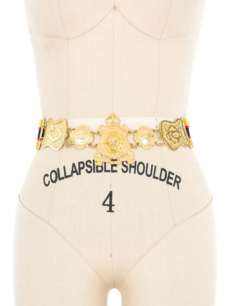 Goldtone Striped Charm Belt Accessory arcadeshops.com