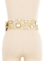 Michael Morrison Studded White Leather Belt Accessory arcadeshops.com
