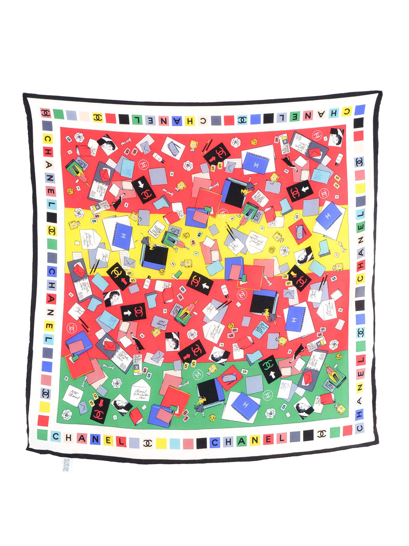 Chanel Coco Letters Printed Silk Scarf Accessory arcadeshops.com