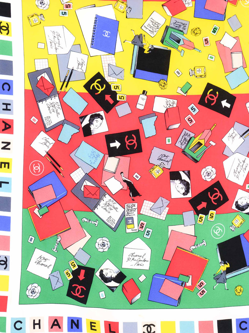 Chanel Coco Letters Printed Silk Scarf Accessory arcadeshops.com