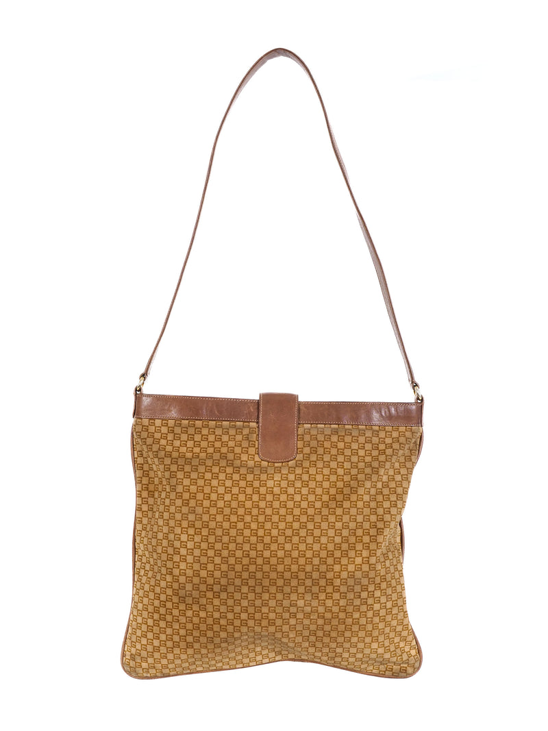 1970s Gucci Suede Monogram Shoulder Bag Accessory arcadeshops.com