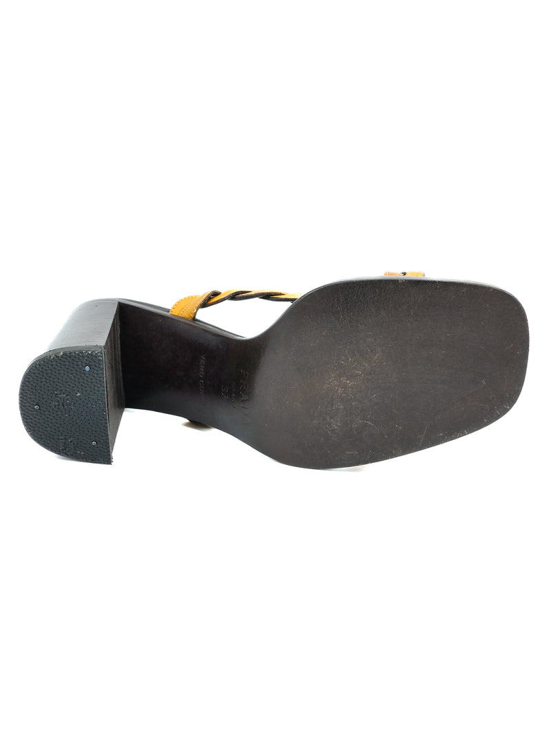 Prada Braided Leather Strap Heeled Sandals, 37 Accessory arcadeshops.com