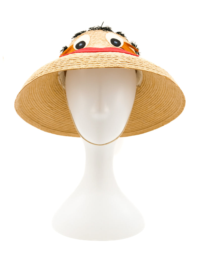 Applique Face Straw Hat Accessory arcadeshops.com