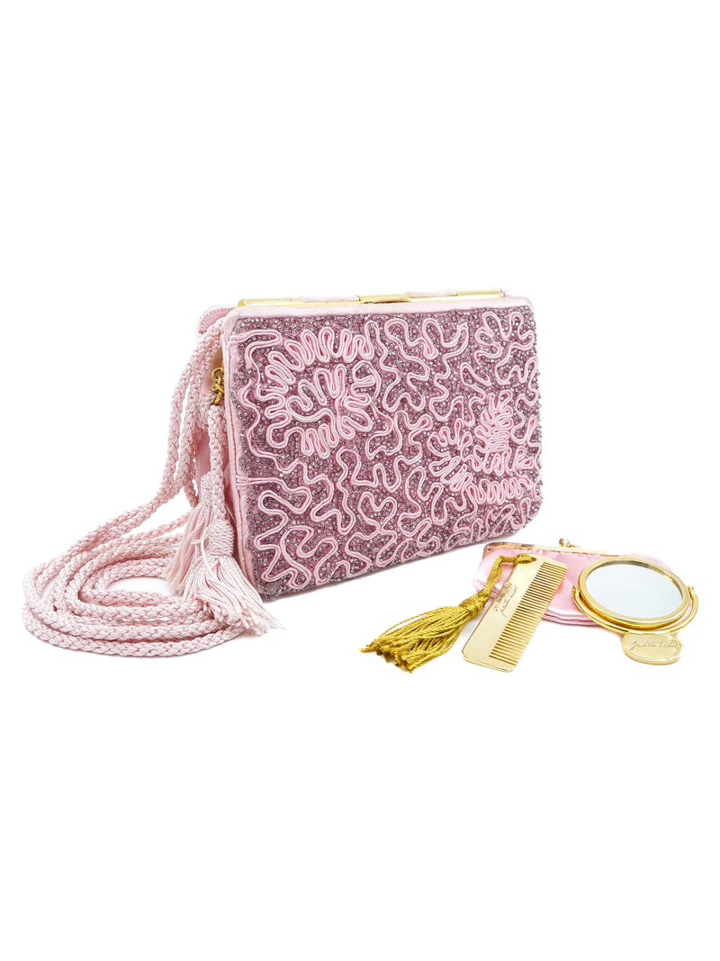 Judith Leiber Baby Pink Beaded Evening Bag Accessory arcadeshops.com