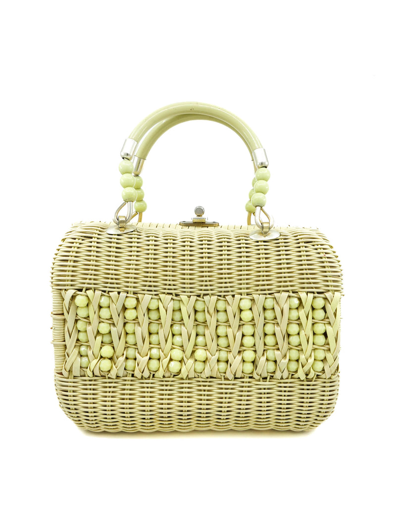 Yellow Beaded Basket Bag Accessory arcadeshops.com