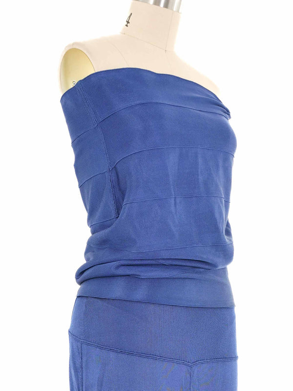 Alaia Blue Knit Lace Up Mini Skirt Ensemble Suit arcadeshops.com