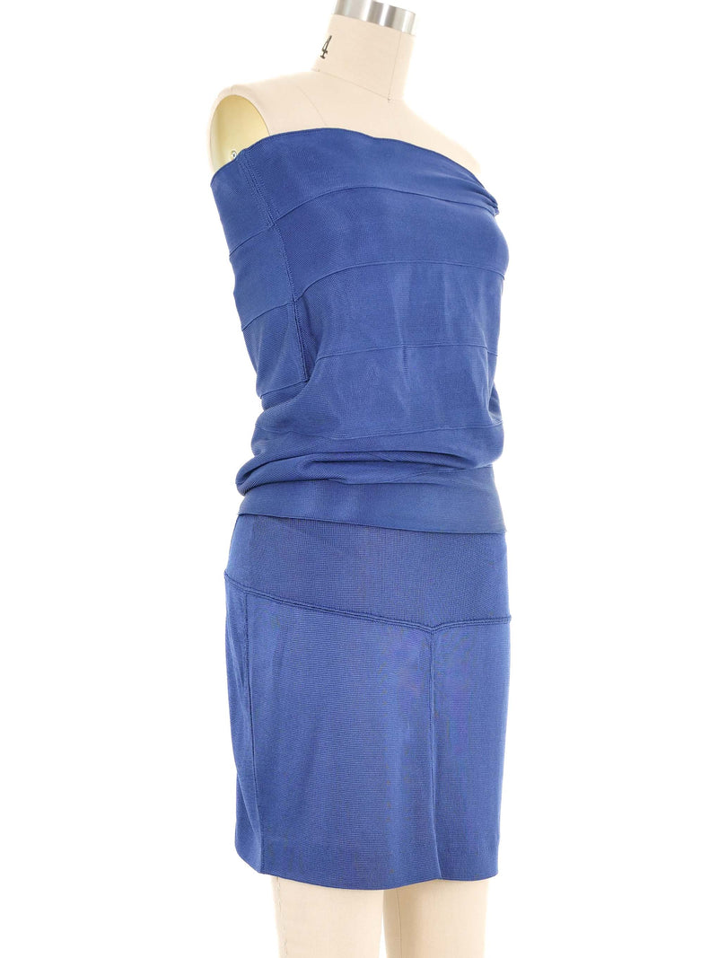 Alaia Blue Knit Lace Up Mini Skirt Ensemble Suit arcadeshops.com