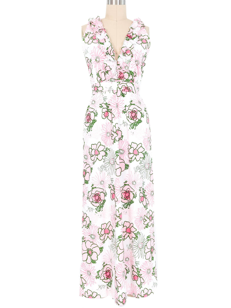 1960s Lilly Pulitzer Ruffle Maxi Dress Dress arcadeshops.com