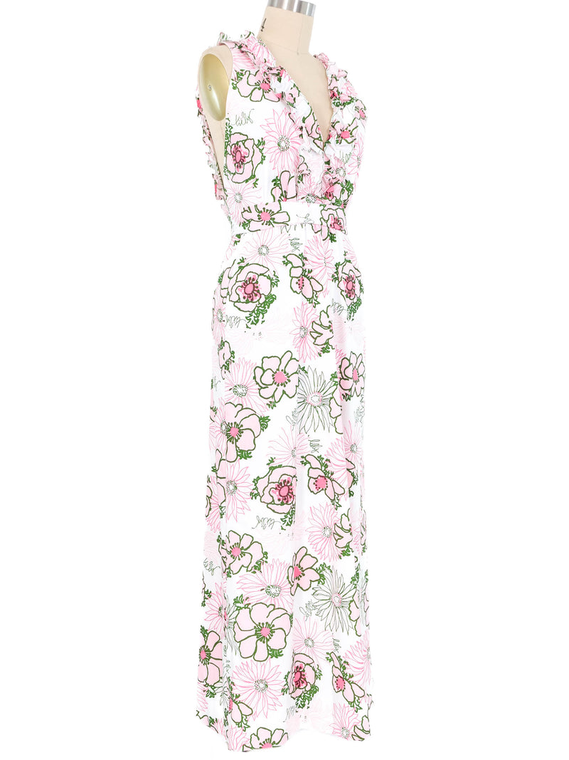1960s Lilly Pulitzer Ruffle Maxi Dress Dress arcadeshops.com