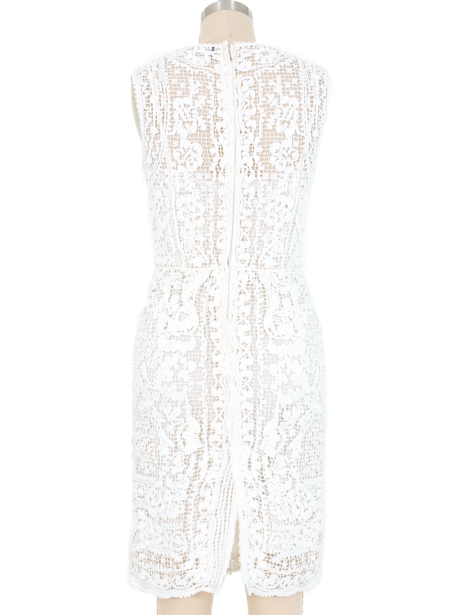 dolce and gabbana white lace dress Lace and satin calf-length dress with corset details in White for Women