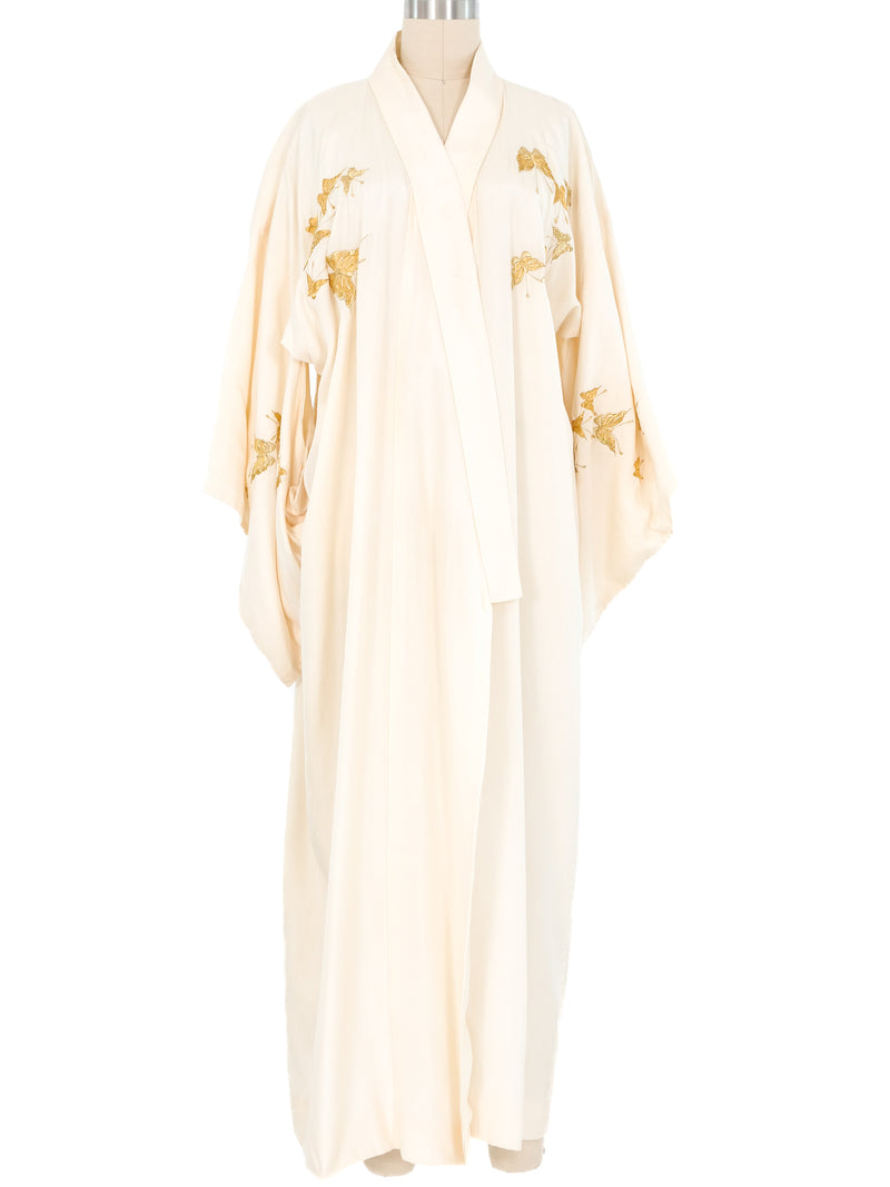 Gold Butterfly Embroidered Silk Kimono Jacket arcadeshops.com