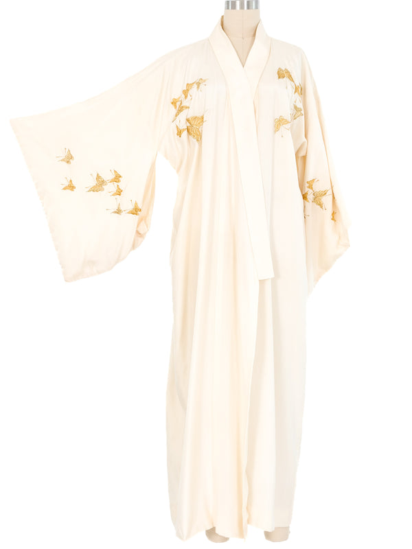 Gold Butterfly Embroidered Silk Kimono Jacket arcadeshops.com
