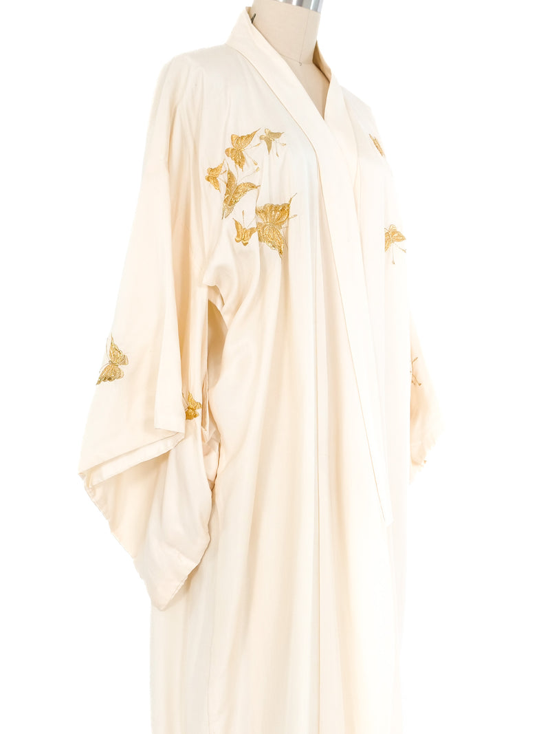 Gold Butterfly Embroidered Silk Kimono Jacket arcadeshops.com