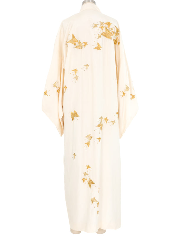 Gold Butterfly Embroidered Silk Kimono Jacket arcadeshops.com