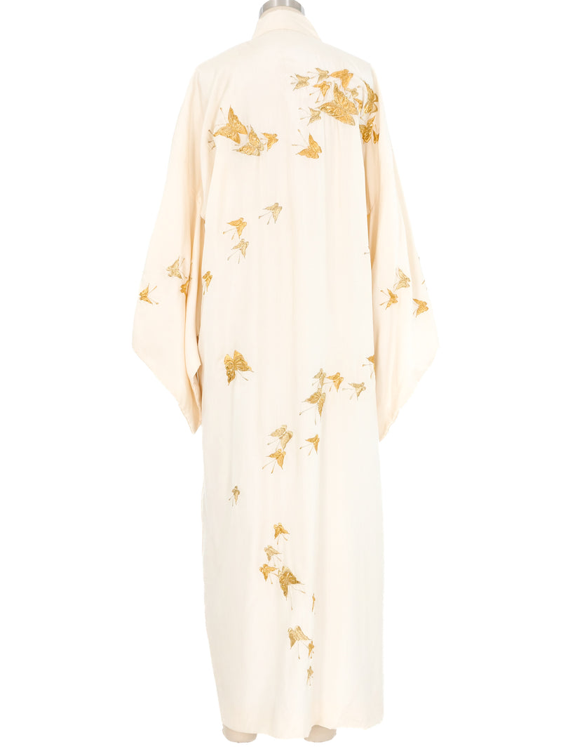 Gold Butterfly Embroidered Silk Kimono Jacket arcadeshops.com
