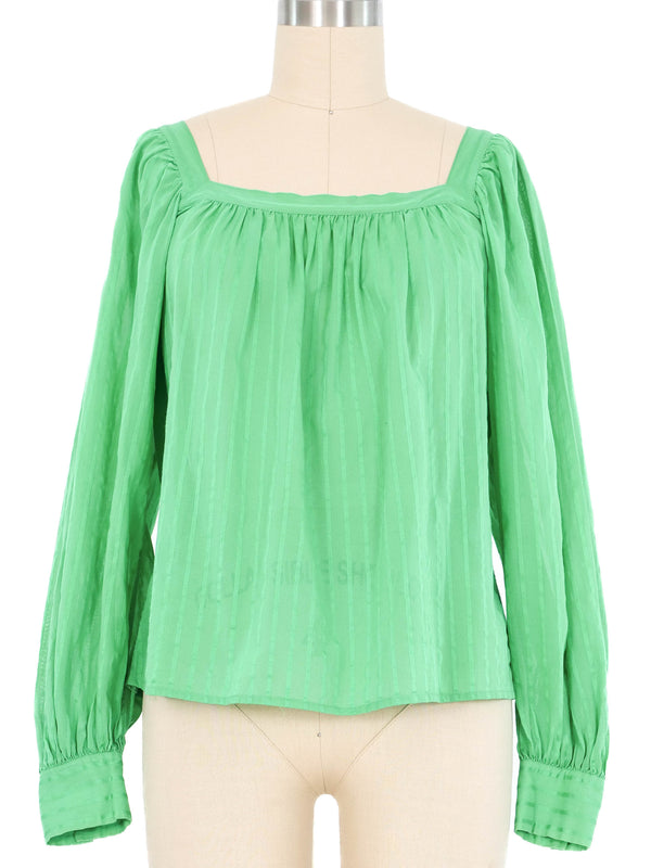 Yves Saint Laurent Kelly Green Peasant Blouse Top arcadeshops.com