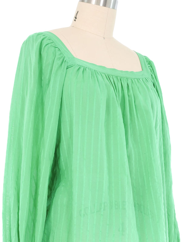 Yves Saint Laurent Kelly Green Peasant Blouse Top arcadeshops.com